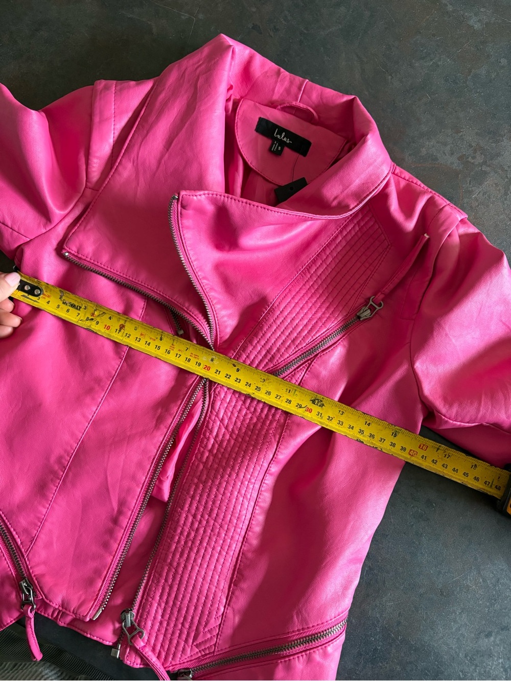 Lulu's Hot Pink Faux Leather Moto Jacket Small - Picture 5 of 10